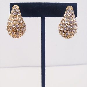 Rhinestone Gold Teardrop Earrings